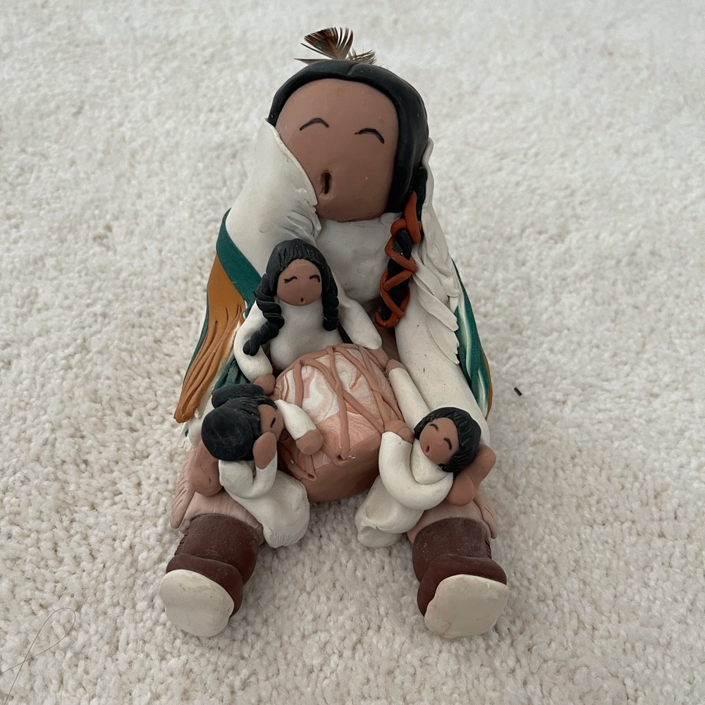 Signed piece of Native American clay folk art